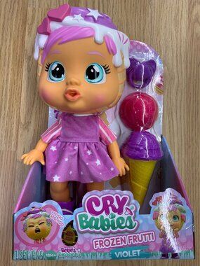 Cry Babies Frozen Frutti Violet Doll 10” | Scented Baby Doll | Ages 18+ Months